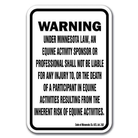 Signmission Safety Sign, 18 in Height, Aluminum, 12 in Length, Equine - Minnesota A-1218 Equine - Minnesota